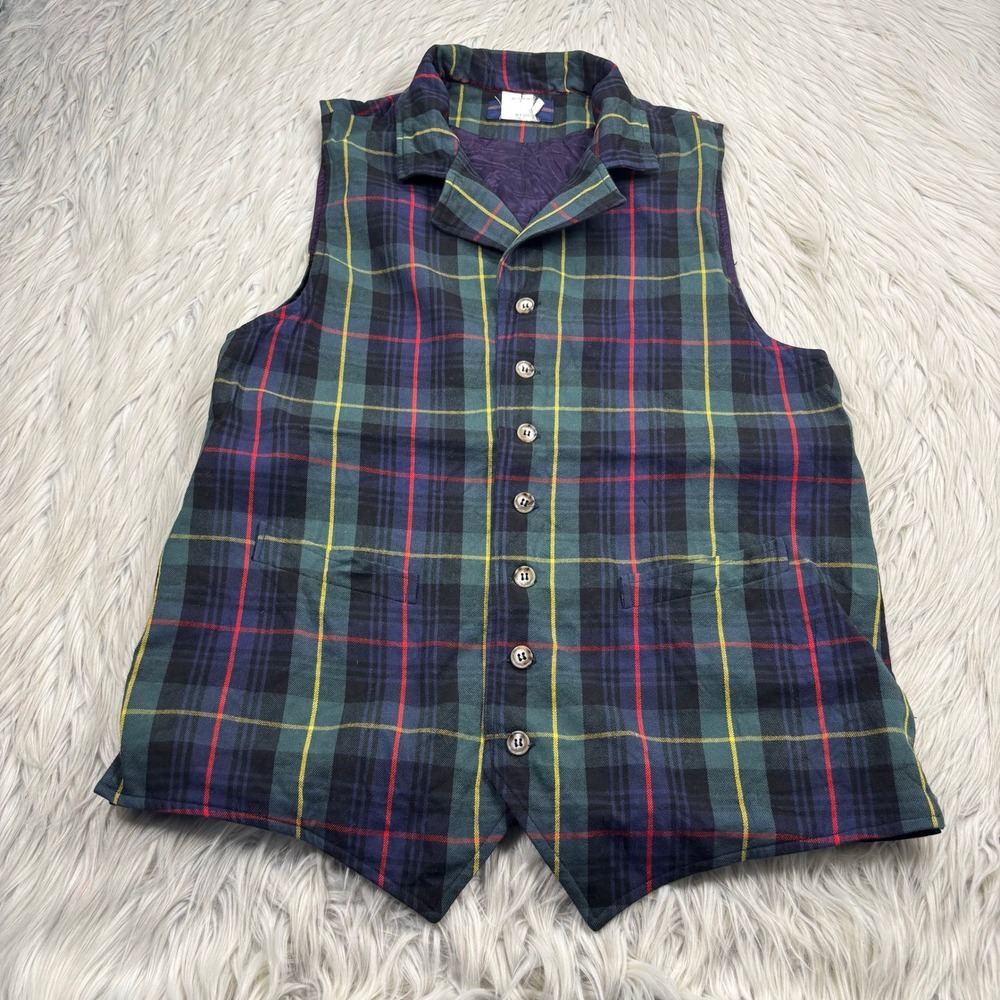 Vintage Breeches Men's Unisex M Tartan Plaid Button Front Vest Equestrian Preppy